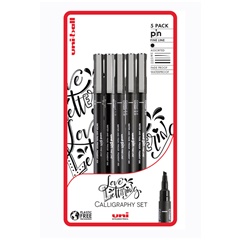 Set UNI PIN FINELINER LOVE LETTERING 5 copë