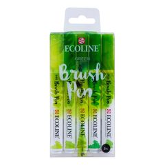 Stilolapsa me bojëra uji ECOLINE BRUSH PEN GREEN | Set 5 copë